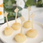 100-Pack Bamboo Mini Forks 4, Double Pronged Giraffe Design Natural Biodegradable Cocktail Picks - Eco Friendly Disposable Party Supplies