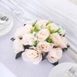 2 Pack Cream Artificial Flower Ball Bouquets For Centerpieces 15-Head Silk Rose Kissing Balls 10