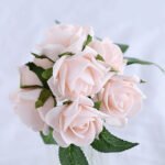 24 Roses Blush Artificial Foam Flowers With Stem Wire and Leaves 2