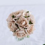 24 Roses Champagne Artificial Foam Flowers With Stem Wire and Leaves 2
