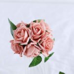 24 Roses Dusty Rose Artificial Foam Flowers With Stem Wire and Leaves 2