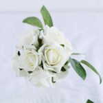 24 Roses Ivory Artificial Foam Flowers With Stem Wire and Leaves 2