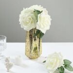24 Roses Ivory Artificial Foam Flowers With Stem Wire and Leaves 5