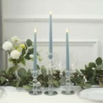 3-Pack LED Taper Candles 11 Warm Flickering Dusty Blue - Flameless Decorative Lighting