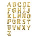 35 Gold Letter and Number Balloons, Shiny Metallic Mylar Foil Helium Air Balloons