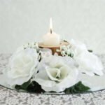 4 Pack Ivory Artificial Silk Rose Flower Candle Ring Wreaths 3