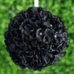4 Pack Black Artificial Silk Hydrangea Kissing Flower Balls 7