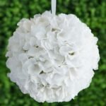 4 Pack White Artificial Silk Hydrangea Kissing Flower Balls 7