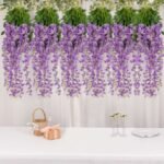 5 Pack Artificial Silk Hanging Wisteria Flower Garland Vines in Purple, 3 Strands in 1 Bush - 44