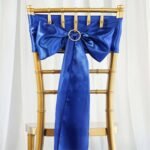 5 Pack Satin Chair Sashes 6x106 Royal Blue - Reusable Chair Bows with Smooth Finish