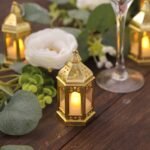 6-Pack LED Mini Lanterns Gold 3.5 Moroccan Style Warm White - Flickering Tealights Battery Operated Candle Lamp Centerpieces