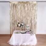 Matte Gold Metallic Tinsel Foil Fringe Doorway Curtain Party Backdrop 8ft