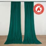 2 Pack 5ftx10ft Hunter Emerald Green Scuba Polyester Backdrop Drape Curtains, Durable Flame Resistant Event Divider Panels Wrinkle Free With Rod Pockets