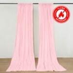 2 Pack 5ftx10ft Blush Scuba Polyester Backdrop Drape Curtains, Durable Flame Resistant Event Divider Panels Wrinkle Free With Rod Pockets