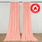 2 Pack 5ftx10ft Dusty Rose Scuba Polyester Backdrop Drape Curtains, Durable Flame Resistant Event Divider Panels Wrinkle Free With Rod Pockets