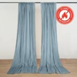 2 Pack 5ftx10ft Dusty Blue Scuba Polyester Backdrop Drape Curtains, Durable Flame Resistant Event Divider Panels Wrinkle Free With Rod Pockets
