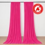 2 Pack 5ftx10ft Fuchsia Scuba Polyester Backdrop Drape Curtains, Durable Flame Resistant Event Divider Panels Wrinkle Free With Rod PocketsPanels 130GSM