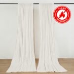 2 Pack 5ftx10ft Ivory Scuba Polyester Backdrop Drape Curtains, Durable Flame Resistant Event Divider Panels Wrinkle Free With Rod Pockets