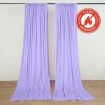 2 Pack 5ftx10ft Lavender Lilac Scuba Polyester Backdrop Drape Curtains, Durable Flame Resistant Event Divider Panels Wrinkle Free With Rod Pockets