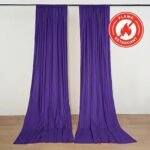 2 Pack 5ftx10ft Purple Scuba Polyester Backdrop Drape Curtains, Durable Flame Resistant Event Divider Panels Wrinkle Free With Rod Pockets