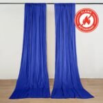 2 Pack 5ftx10ft Royal Blue Scuba Polyester Backdrop Drape Curtains, Durable Flame Resistant Event Divider Panels Wrinkle Free With Rod Pockets