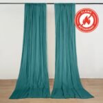 2 Pack 5ftx10ft Turquoise Scuba Polyester Backdrop Drape Curtains, Durable Flame Resistant Event Divider Panels Wrinkle Free With Rod Pockets