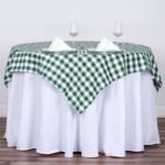 Polyester Square Table Overlay 54x54 White/Green Checkered Buffalo Plaid Tablecloth Topper