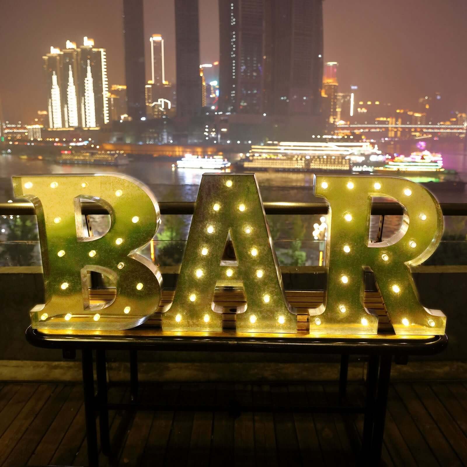 Vintage Galvanized Metal Marquee Letter Cordless With 16 Warm White LED 20 - Image 1
